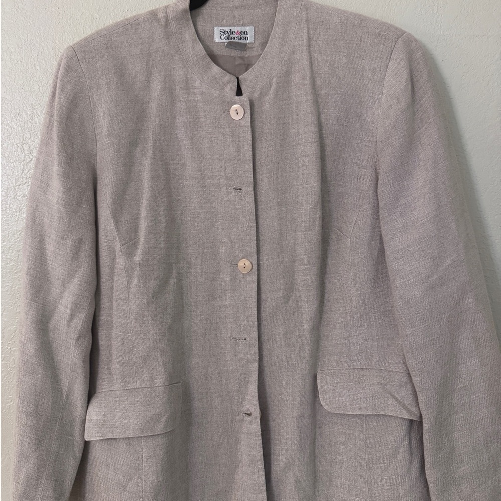 Style &co beige Women's Gray Jacket size 14 used - Picture 3 of 6